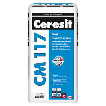 Эластичная клеевая смесь для натурального камня Ceresit CM 117 Flex 25 кг 947427 фото