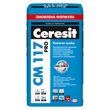 Эластичная клеевая смесь для натурального камня Ceresit CM 117 pro 27 кг 1771758 фото